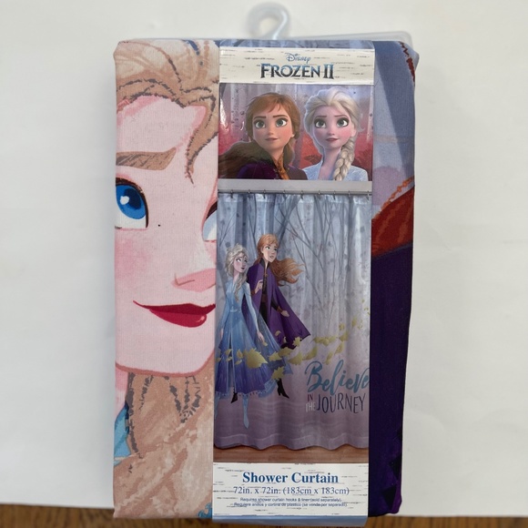 Disney Frozen II Elsa and Anna 72 x 72 Kids Fabric Shower Bathtub Curtain NEW - Picture 4 of 4